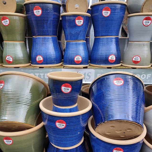Glazed Dark Blue Ring Planters