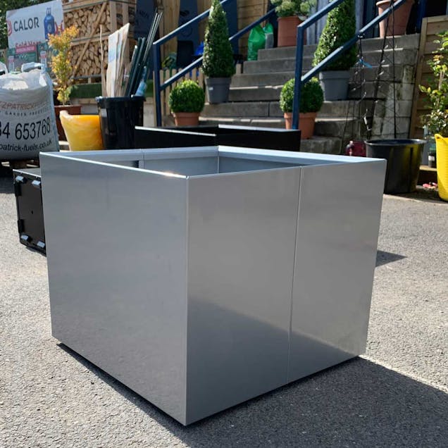 Grey Powder Coated Metal Planter - Large