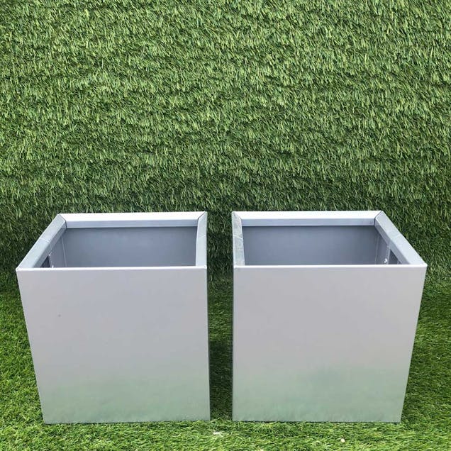Grey Powder Coated Metal Planter - Small
