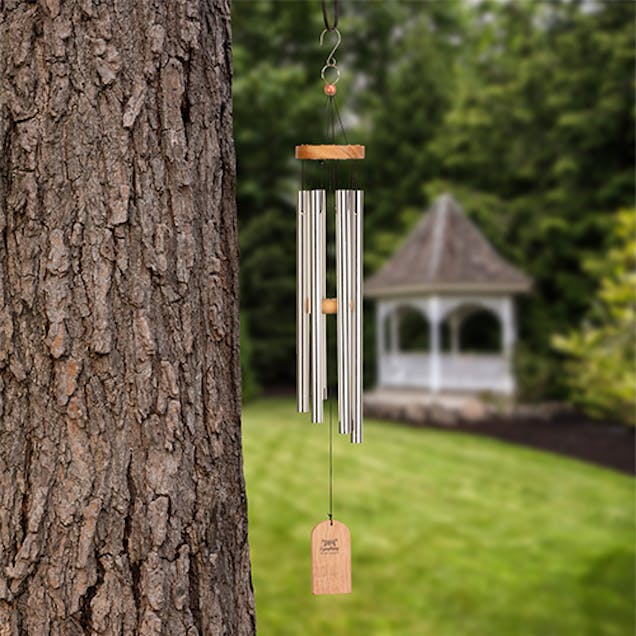 Eucalyptus Wood & Aluminium Wind Chime - Silver 27"